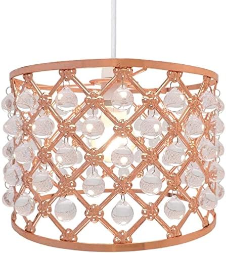 Chandelier Style Ceiling Light Shade Droplet Pendant Acrylic Crystal Bead Luxury (Moda Grey)
