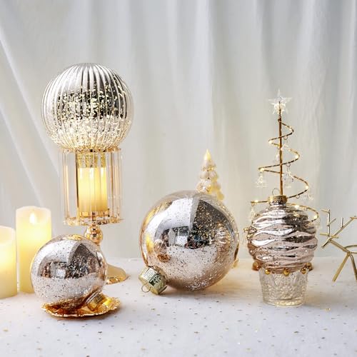 Large Christmas Ball Ornaments, Oversized Shatterproof Plastic Decorative Hanging Mercury Ornaments Ball for Xmas Holiday Party Decorations (Champagne, 6.0") — view 4
