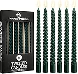 DECO EXPRESS Stabkerzen Set, 6er Packung, Tropffreie Gedrehte Bunte Kerzen, 6 Stunden Brenndauer Unparfümiert, Schlafzimmer Deko Geschenke für Valentinstag und Muttertag (Grün, 6er-Pack)