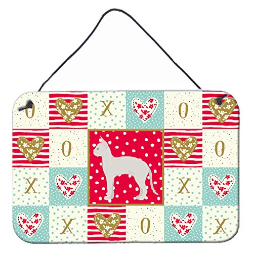 Caroline's Treasures CK5622DS812 German Rex #3 Cat Love Wall or Door Hanging Prints, Red Aluminum Metal Sign Kitchen Wall Bar Bathroom Plaque Home Decor, 8x12, Multicolor