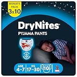 DryNites saugfähige Nachtwindeln bei Bettnässen, Für Jungen 4-7 Jahre (17-30 kg), 3 x 10 Stück = 30 Windel-Pants, Höschenwindeln, Windelhöschen