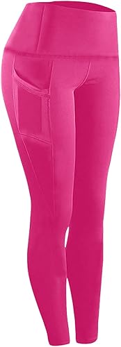 Miniatura 7 de Leggings de entrenamiento con bolsillos para mujer cintura alta control de abdomen estético negro levantamiento de cadera pantalones de yoga Negro -