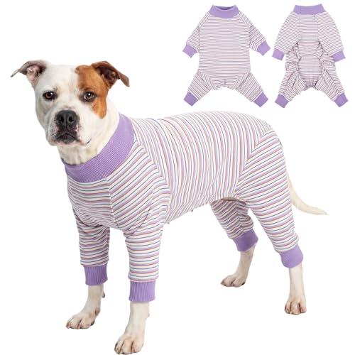 IECOii Soft Large Dog Pajamas, Warm Thermal Dog Pajama Pet Sleepwear for Cool to Cold Weather, Long Sleeve & 4-Legs Dogs Pjs Stretchable Anti-Shedding
