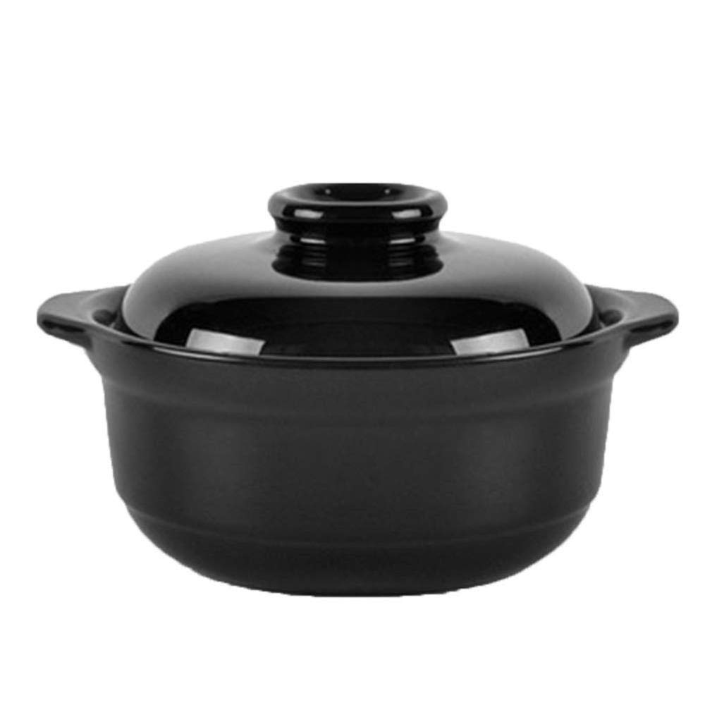 Casserole en céramique noire 1L, pot en terre cuite durable