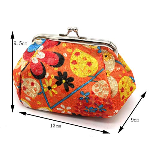 Lurrose Bolsa de moedas de pano bordado vintage flor de carga bolsa bolsa de dinheiro para mulheres