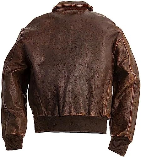 Vintage Aviator Style Men's Distressed Brown Leather G1 A2 Jacket - Classic USAAF Air Force Bomber Outerwear2