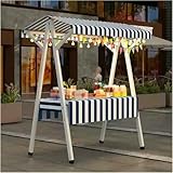 Carrito De Helado Portátil con Toldo, Kiosco Plegable del Proveedor Callejero En Ruedas, Puesto Móvil De Alimentos para Aperitivos, Bebidas, Frutas Y Pasteles