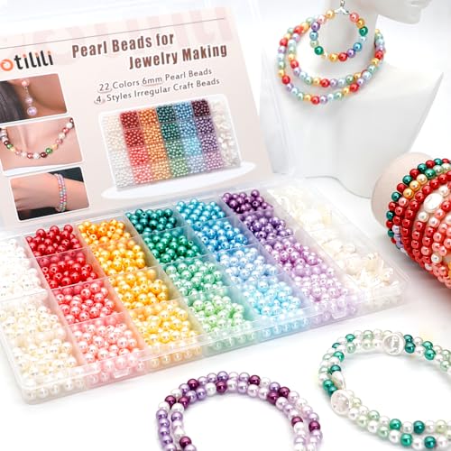 Dotilili Lot de 1474 perles rondes en verre multicolores de 6 mm avec trou pour la fabrication de bijoux, bracelets, colliers, Cadeaux pour Noël – vue 5