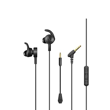 RAPOO Gaming Earbuds VM150, Wired in-Ear Headphones with Dual Mic, Hi-Fi Stereo Earphones for Nintendo Switch PC, Laptop, Cellphone with 3.5mm Jack- Black
