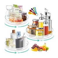 SAMISO Organizer Girevole,3 Pezzi Piatto Girevole,360° Portaspezie Girevole,Include 5 misurini,Vassoio Girevole Portaoggetti da Cucina per Credenza e Frigorifero,Cucina, Bagno,Portaspezie e Altro