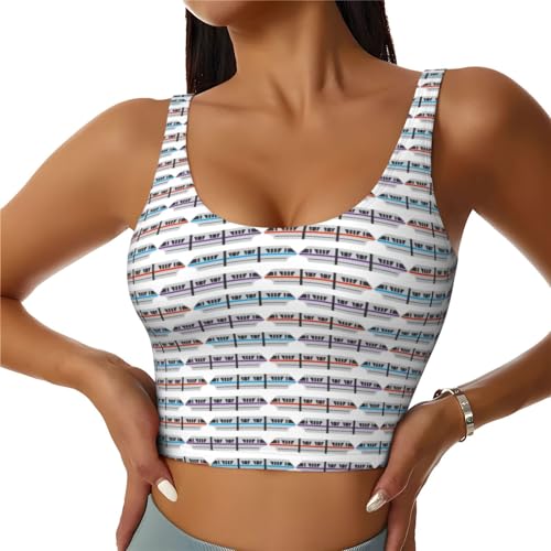 Monorail Train Print Lightweight Trendy Women Sports Vest Yoga Workout Running Vests All Seasons Black