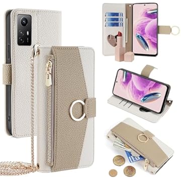YOUULAR Capa carteira com alça transversal compatível com Xiaomi Redmi 10 Prime 2022/Redmi 10 2022/Redmi 10, capas de bolso com zíper magnético, capa flip de couro PU à prova de choque com suporte branco