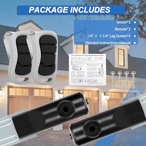 Image of for Genie Garage Door Opener Sensor and Remote, Compatible with All Genie /Overhead Garage Door Opener, for Model GSTB-R STB-BL G3T-R O3T-A O3T-BX