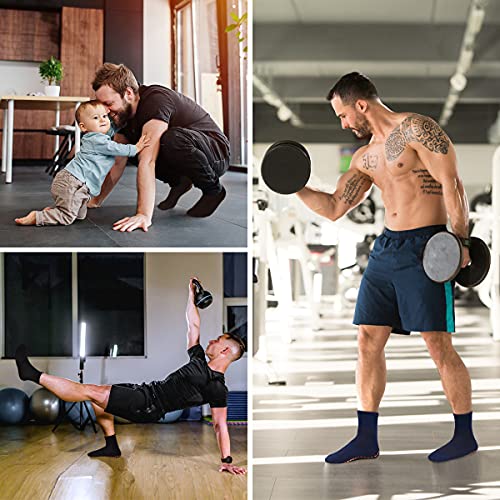 Mens Non Slip Socks For Yoga Pilates Anti Skid Grip Socks For Men 3 Pack Home Slipper Hospital Socks For Adult Elderly #TOP1