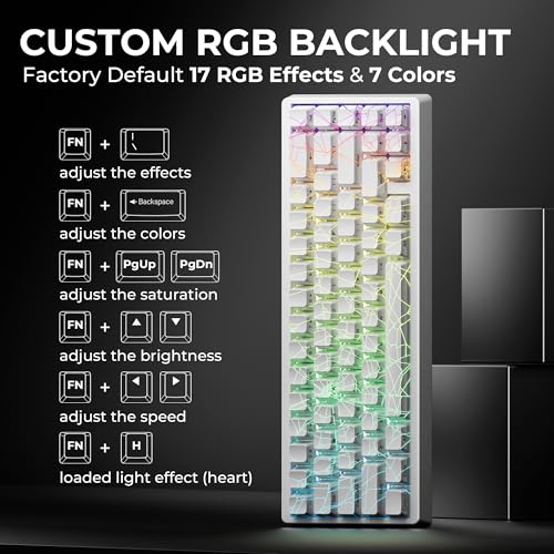 Image of x XVX M67 Wireless 60% Percent Keyboard, QMK /VIA Topographic Gaming Keyboard, Tri-Mode Thocky Creamy Mechanical Key board, Hot Swappable Gasket Mount RGB IMD Tech for Win /Mac, Spider Web Theme, White