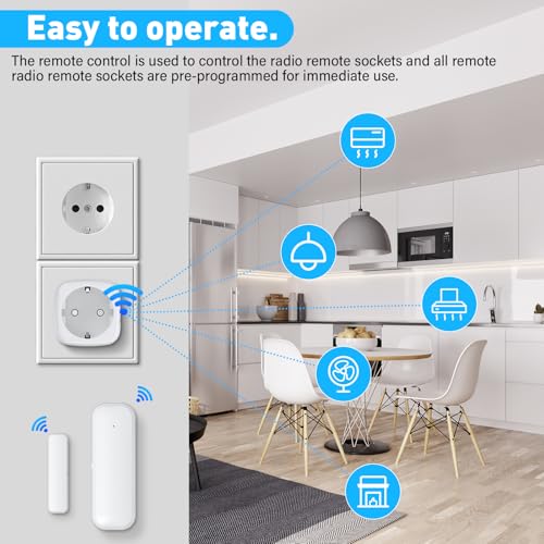 Fensterkontaktschalter für Dunstabzugshaube,Window Contact Switch Fensterkontaktschalter mit Funksteckdose und Kompakt Magnetischer Fensterschalter Dunstabzugshaube für Dunstabzugshaube,Kaminen,Garage