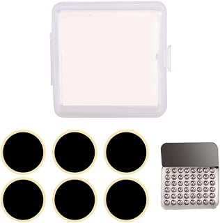 Ciieeo Bike Tire Repair Kit with Rubber Tube Patches and Tire Rasp Tool, Quick Portable Repair Supplies for Dinghy and Inner Tube, for Home and Emergency Road Use, Black Storage Box