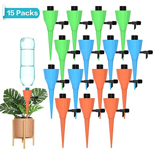 Motansun Plant Watering Spikes,15Pcs Universal Self Watering Spikes with Slow Release Control Valve,Automatic