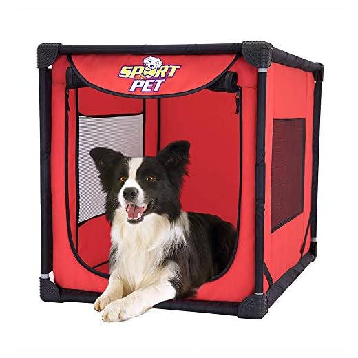 SPORT PET Large Portable Kennel- Indoor & Outdoor Crate for Pets