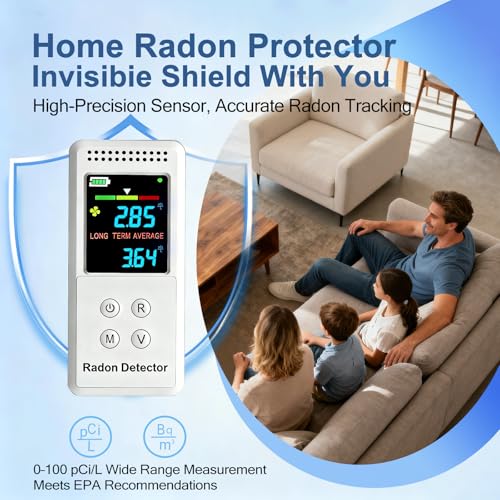 Portable Radon Detector, Rechargeable Radon Test Kit for Home with High-Precision Sensor, Real-Time Monitoring, Short & Long-Term Tracking, 45-Day Battery Life for Travel & Indoor Use - Image 3