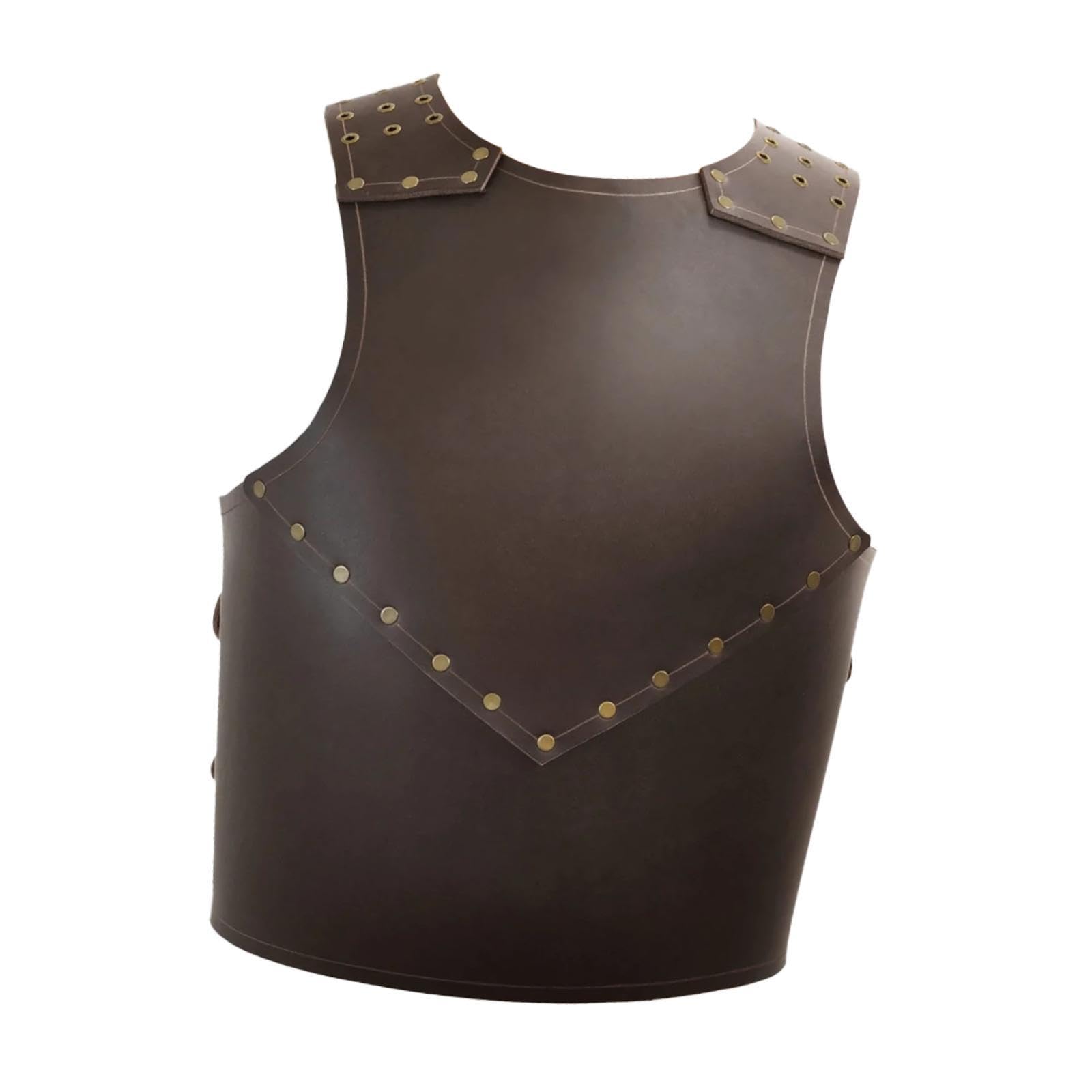 Harilla Medieval Chest Armor Adults PU Leather Knight Breastplate Costume for Role Play, Dark Brown