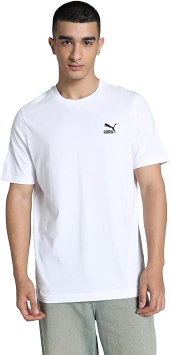 PUMA Erkek/Unisex CLASSICS Small Logo Tee, PUMA White, L