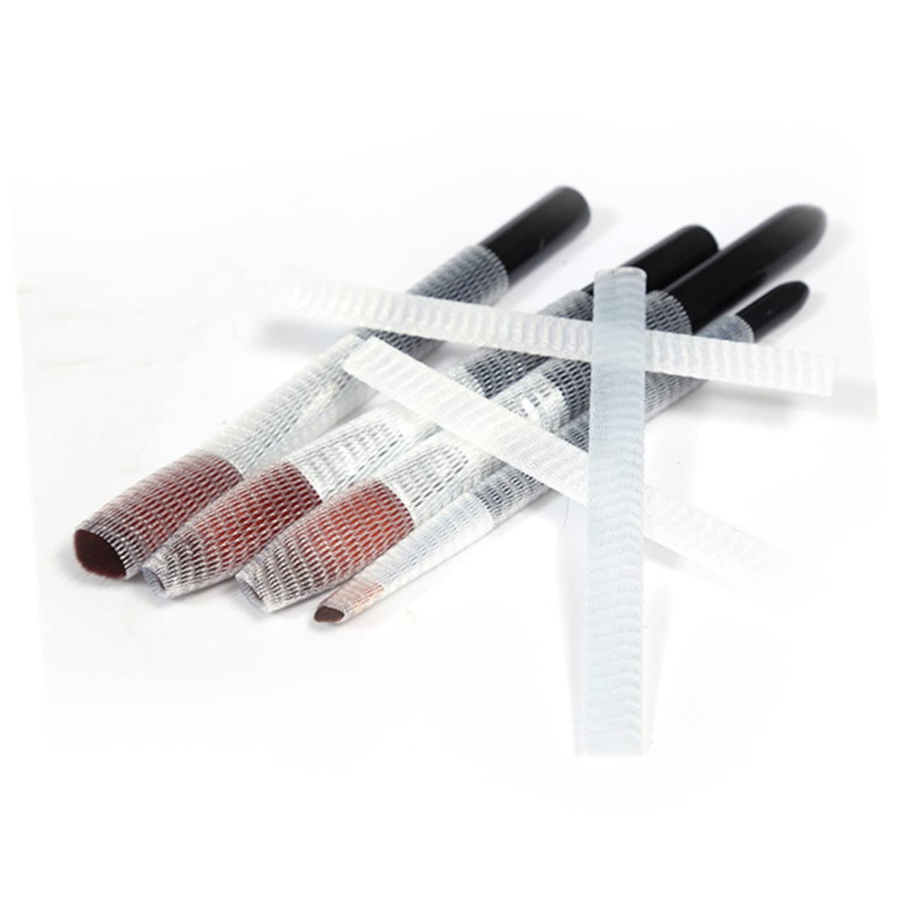 WOONEKY 50pcs Makeup Brush Cup Cover Brush Mesh Holder Lid Protectors Non-toxic Elastic Reusable Easy to Store