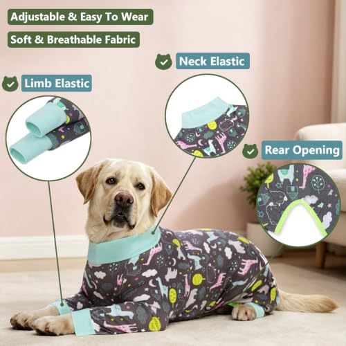 Image of kzrfojy Dog Recovery Suit for Dogs After Surgery Female Male Medium Large Dog Neuter Spay Onesie for Shedding Prevent Licking Surgical Wound Dog Cone Alternative Giraffe