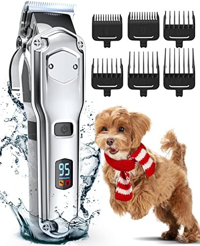 oneisall Dog Clippers for Grooming for Thick Heavy Coats/Low Noise Rechargeable Cordless Pet Shaver with Stainless Steel Blade/Waterproof Dog Shaver for Dogs Pets and Animals