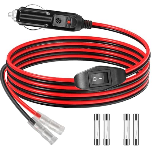 RUNCCI-YUN Adaptateur Mâle pour Allume-Cigare, 14AWG Prise Allume Cigare 12V/24V, avec Interrupteur Marche/arrêt Câble d'alimentation Universel, Allume-Cigare câble d'extension（1M）