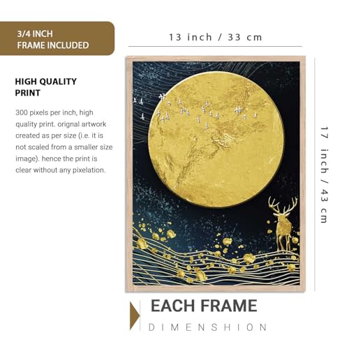 Image of kotart Aesthetic Modern Wall Decor Paintings with Frame for Home Decoration - Painting for Living Room Bedroom - Painting for Wall Decoration Set of 4 (Art 7, Big (13x17 or 13x13 inch))