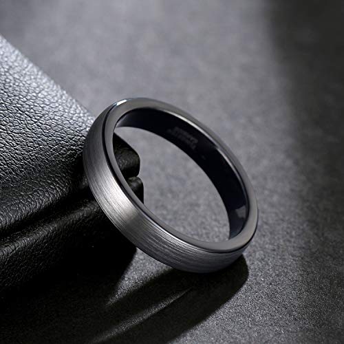 TRUMIUM 4mm Tungsten Wedding Band for Men Women Thin Gunmetal Black Plated Matte Finished Engagement Promise Rings Beveled Edges Comfort Fit Size 11.5 by TRUMIUM - Image 2