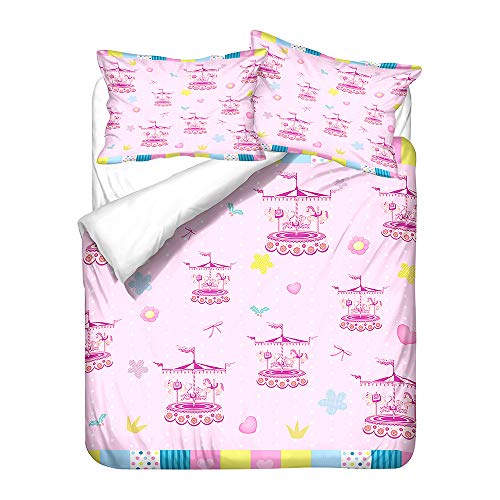 Parure de lit 4 pièces Chickw1 200x200 en microfibre rose avec drap