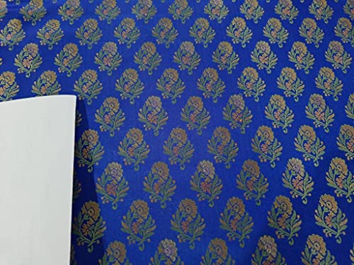 Tissu brocart floral bleu BRO849 : la solution pour des créations sans affaissement - 2