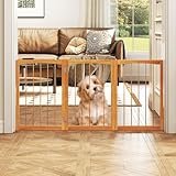COSTWAY Absperrgitter Hunde 3-teilig, Schutzgitter Holz, Treppengitter 76cm Hoch, Hundeabsperrgitter klappbar, Hundegitter Türschutzgitter Freistehend, Tannenholz, für Küche, Flur, Treppe (Natur)
