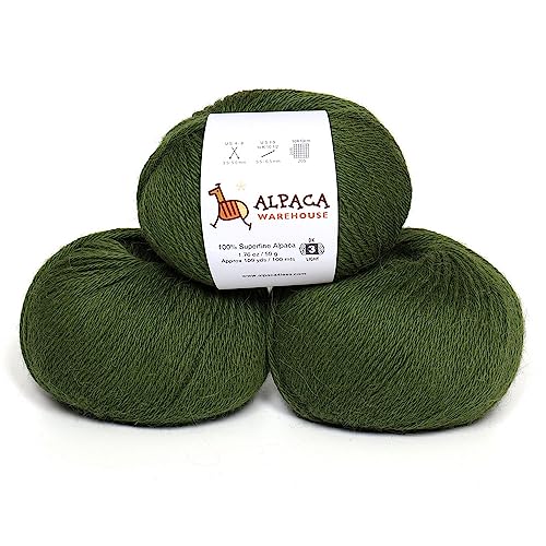 100% Alpaca Yarn Wool Set of 3 Skeins DK Weight -...