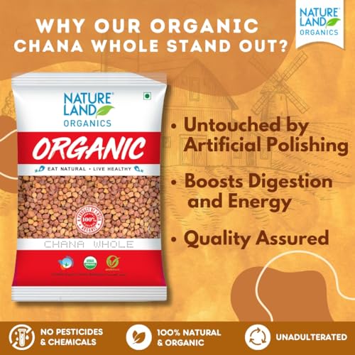 Image of Natureland Organics Chana whole 1 Kg (pack of 2) Total 2 Kg - Organic Healthy Chana