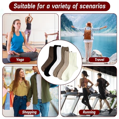 Vin Beauty 6 Paar Damen-Crew-Socken, Damen-Multipack aus Premium Baumwolle, ästhetische Sportsocken, Atmungsaktive Damensocken, Geeignet für Sport, Freizeit und Partys (Farbe 1)