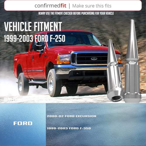 Image of Wheel Accessories Parts 32 Pcs M14x2 14x2 Thread Spike Spline 4.40 inch Long Lug Nuts Chrome Truck Spline Hex Fits Ford Excursion F-250 F-250 350 Super Duty