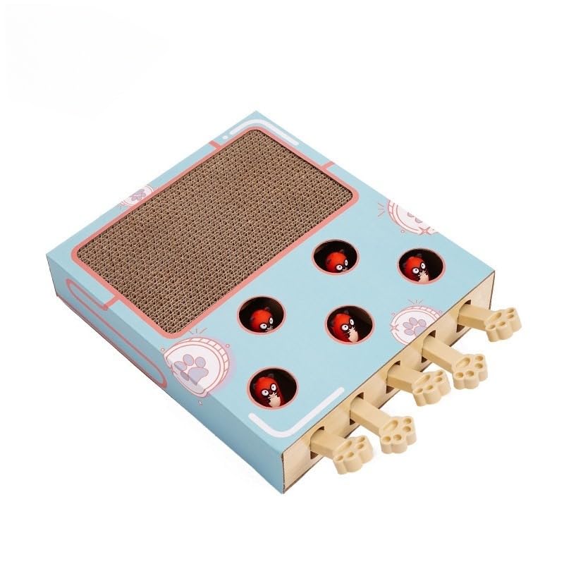 Jouet interactif en bois pour chat avec boîte de puzzle 5 trous