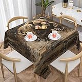 Tamiger Mantel cuadrado con estampado de oso corriendo para comedor, boda, fiesta, cocina, uso al aire libre, decoración de mesa