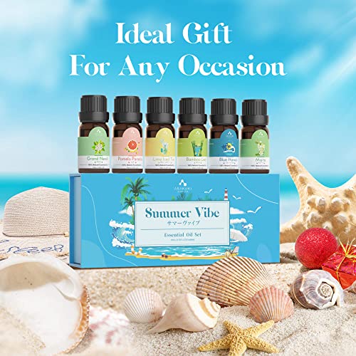 Asakuki Essential Oils, Summer Vibe Fragrance Oil For Diffusers, Humidifiers With Neroli, Pomelo, Lime, Beach, Bamboo, Peppermint Aromatherapy Oils, Clean & Fresh Scented Blend Oil, 6 X 10Ml #TOP7