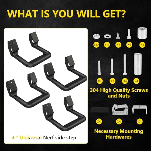 Globled Universal Steps for Truck Running Boards 3.54 Inch Nerf Bars Aluminum Alloy Tailgate Step Running Boards Compatible with Dodge Ram 1500 Silverado 1500 F150 F250 Truck Accessories-4pcs by GLOBLED - Image 8