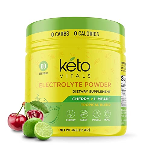 Keto Vitals Electrolytes Powder | Keto-Friendly Electrolytes with Potassium Magnesium Sodium Calcium | Keto Electrolytes Supplement Energy Drink Mix | Sugar-Free Zero Calories Zero Carbs