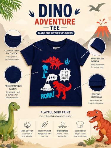 Image of BODYCARE Kids Inafant Placement Print Boys Round Neck Half Sleeves Cotton T-Shirt | Skin Friendly Regular Fit | Soft Breathable Fabric Comfortable & Durability | Pack of 1 | Mustard | Age 6-12 Months