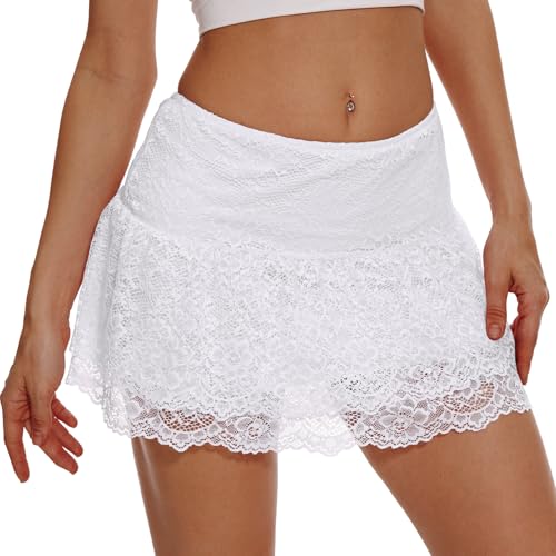 Eisnnu Damen Spitze Minirock Y2K Floral...