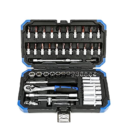 46/53 Pcs Tool Box Car Repair Tools Set Suitable For Motorbike Car Multi-Specification Socket Adjustable Wrench Socket Tool Kit (Color : Gj049-46Pcs) #TOP1