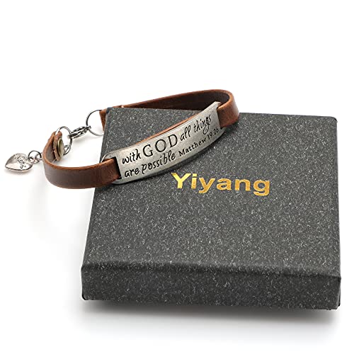 Yiyang Inspirational Bracelets For Women Girls Teens Boys Baptism Religious Faith Leather Bracelet For Mother Wife Daughter Sister Friends Niece #TOP6