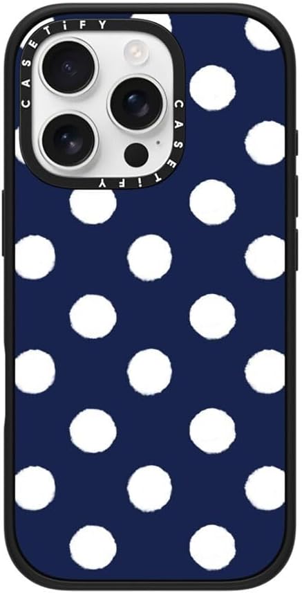 CASETiFY Impact iPhone 16 Pro Case [4X Military Grade Drop Tested / 8.2ft Drop Protection/Compatible with Magsafe] - Classic Dottie - Matte Black