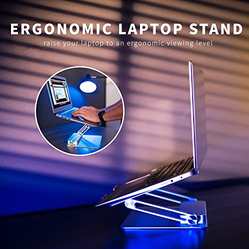 Vivo Universal 11 X 9 Inch Height Adjustable Ergonomic Laptop Riser Docking Station With Usb-C, Usb-A, Hdmi 4K60, Dp 4K60, Pd, Rj45, Tabletop Desk Stand Power Hub, Silver, Stand-V000Ld #TOP6